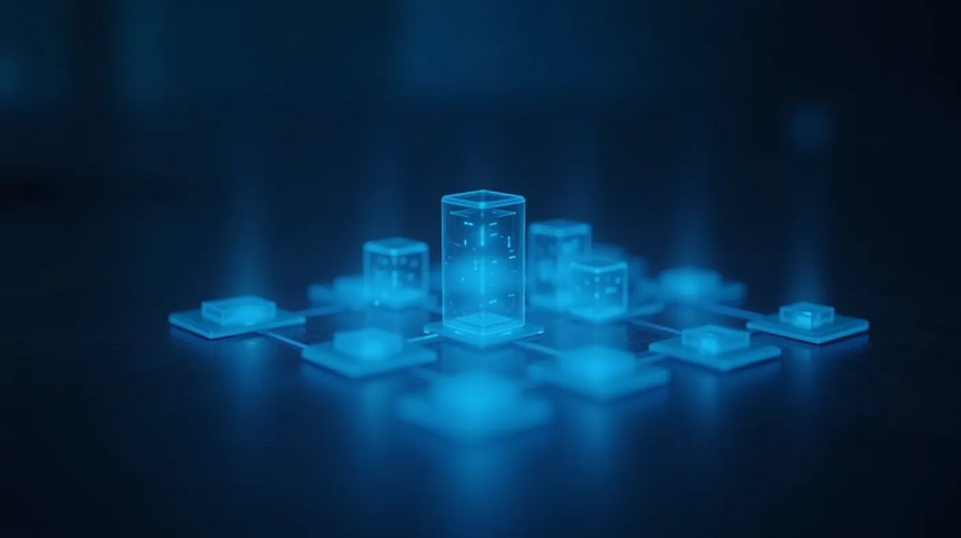How to Use a Block Explorer in 2026: Step-by-Step Guide 1 professional editorial photograph of a glowing translucent blockchain ledger hologram displaying a grid of connected dat